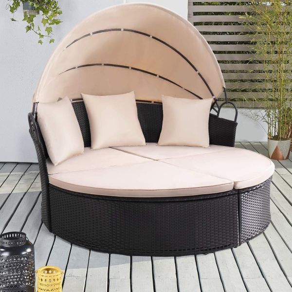 Garden Furniture Outdoor Low Price PP Injection Wicker Garden Outdoor Plastic Rattan Sofa Set Black Waterproof Party Seat