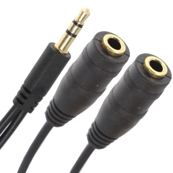 1 Male To 2 Female Split 3.5mm Stereo Jack Headphone Audio Y Splitter Cable
