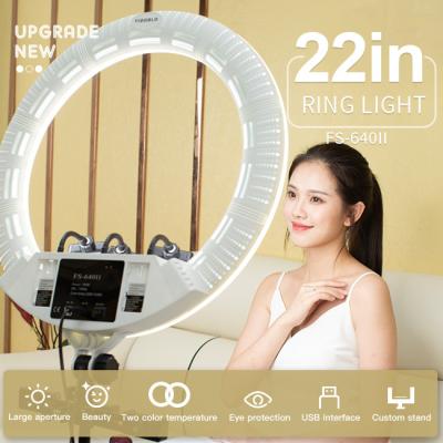 Polegada de controle remoto Ring Light do diodo emissor de luz 22 do apoio da bateria 3200k-5500k do poder superior 100w
