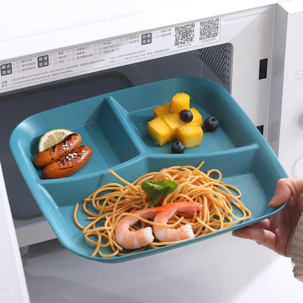 Reutilizável 3 compartimentos Prato de jantar BPA-Free Microondas Lavadora de louça Fios de trigo seguro PP