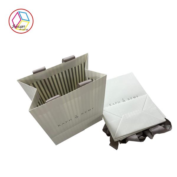 Логотипа серебряной фольги Eco бумажные мешки дружелюбного Handmade с лентой