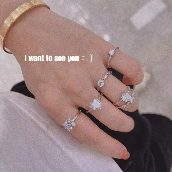 Sparkling Round Clear 925 Sterling Silver Cubic Zirconia Band Ring CZ for Engagement