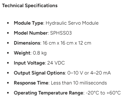 ABB SPHSS03 Symphony Plus Hydraulic Servo Module with 24 VDC Input for High Precision Control in Industrial Automation