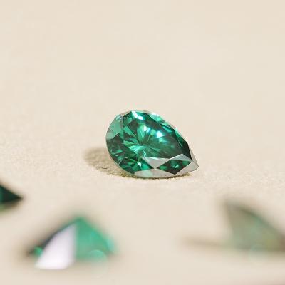 Brilliant Cut Synthetic Loose Moissanite Gemstones Pear Shaped Emerald For Jewelry