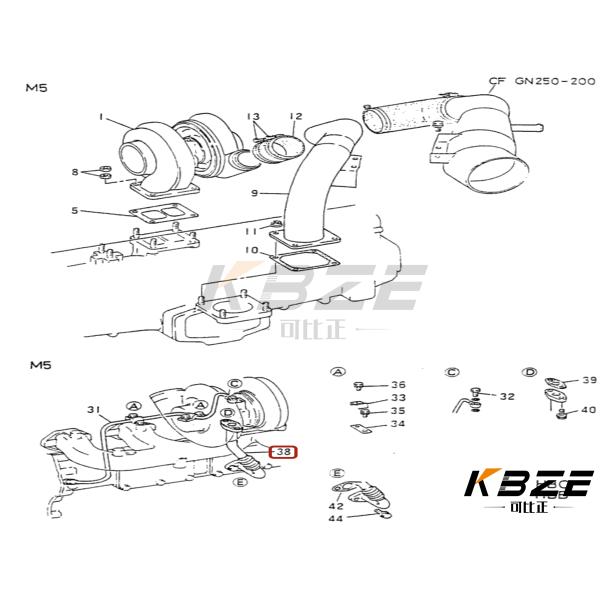 VAME047115 VAME034597 KOBELCO K907 KATO HD800 HD900 EXCAVATOR TURBO PIPE FOR MITSUBISHI 6D14 / 6D15 / 6D16