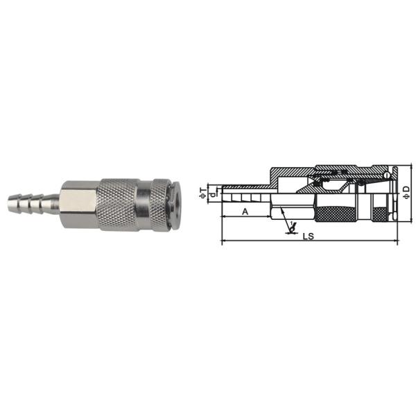 Nickle Plated Pneumatic Quick Connect Coupling In Brass LSQ-17 Rectus 17KA