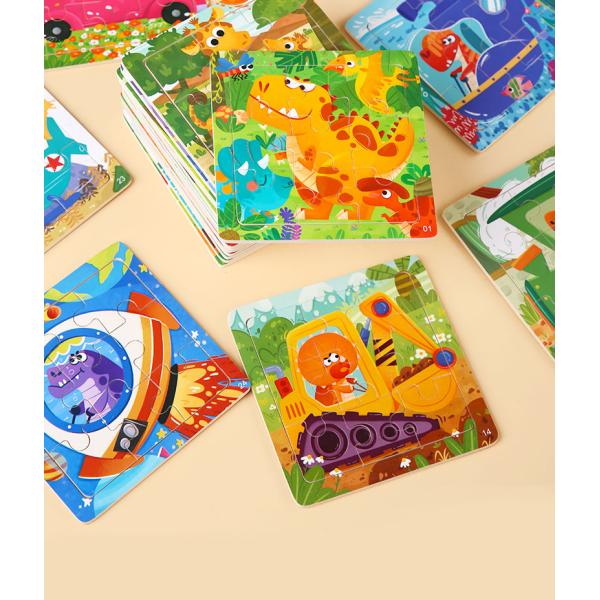 9pcs Toddler Great Gift Children Preschool Colorful Dinosaur Animals Wooden Jigsaw Puzzles
