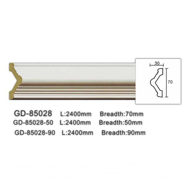 GD-85028 70mm Factory Supply Vintage Flame Resistance Urethane Flat Pu Chair Rail