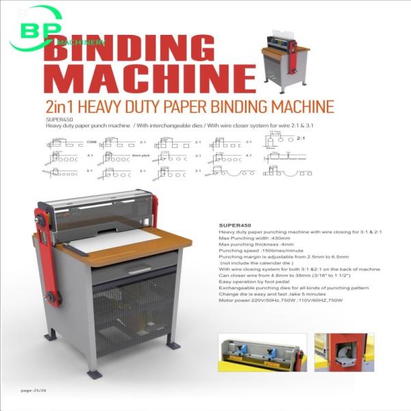 Semi Automatic Paper Punching And Binding Machine SPM450 for double wire closing and paper punching