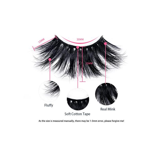 60pcs/Set Natural Mink fur Private Label 25mm Thick Mink Eyelash