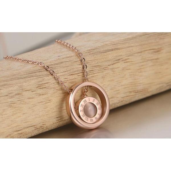 Roman numerals Pendant Necklace Stainless Steel Jewelry Necklace Rose Gold Chain and Pendant Necklace