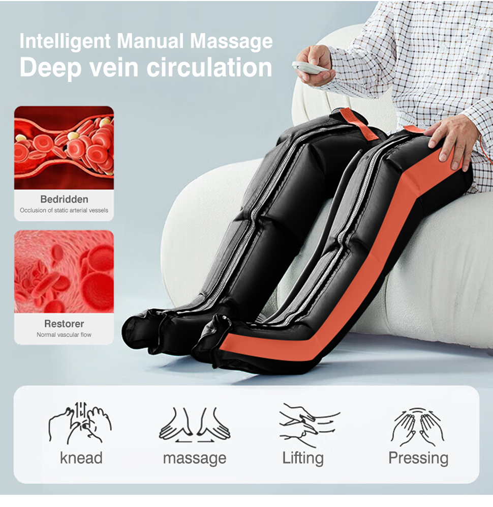 Rechargeable Air Compression Leg Massager with 4 Massage Modes for Blood Circulation and Recovery