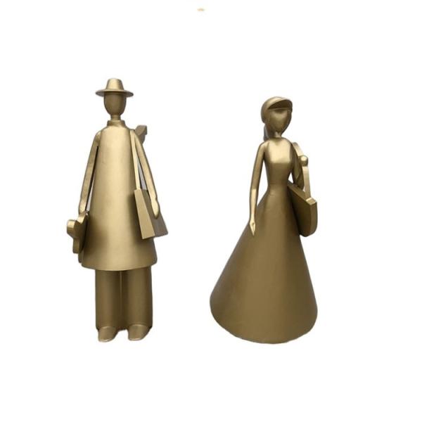 Brass Abstract Loving Couple Figurines 185cm Bronze Lovers Statue