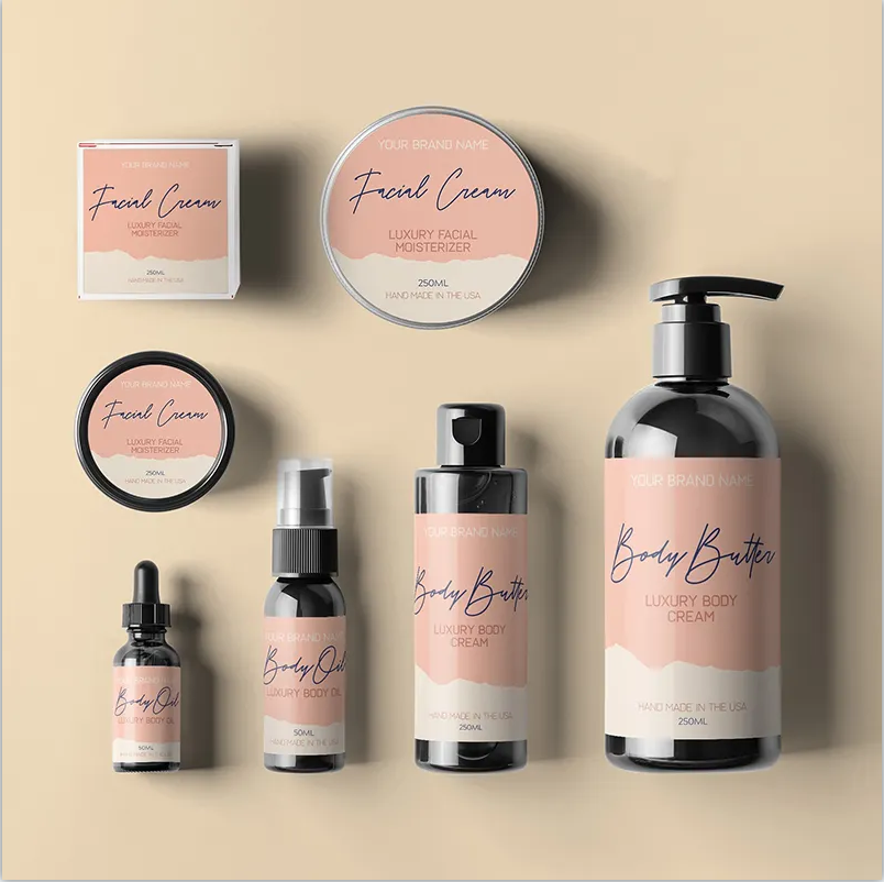 Customized Logo Printing Vinyl Waterproof Serum Label Essential Oil Cosmetics Set Bottles Labels Stickers for Skincare Products