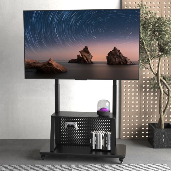 Carro con soporte de TV motorizado Jarshan con dos columnas, apto para pantallas de 100 pulgadas, carga máxima de 80 kg