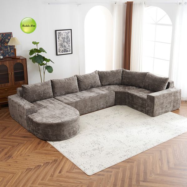 High Resilience Corner Compressed Sofa Fabric L Shaped Couch For Living Room Furniture