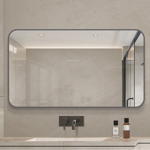 Modern Rectangular Wall-Mounted Bathroom Vanity Mirror IP44 Protection Rating Aluminum Alloy Touch Switch Villa Apartment Use
