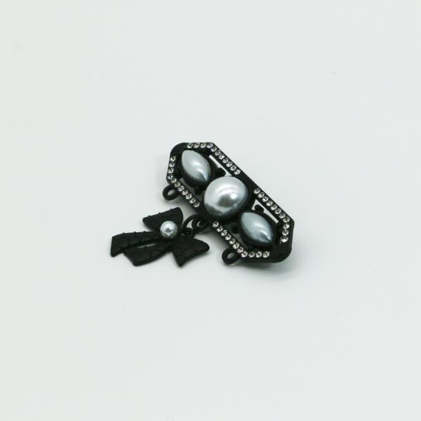Black Fashion Brooch Pin Bow Shape Alloy Copper Silvery Material