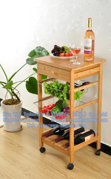 bamboo multilayer dining car, the wooden hotel dining car, wooden dish rack