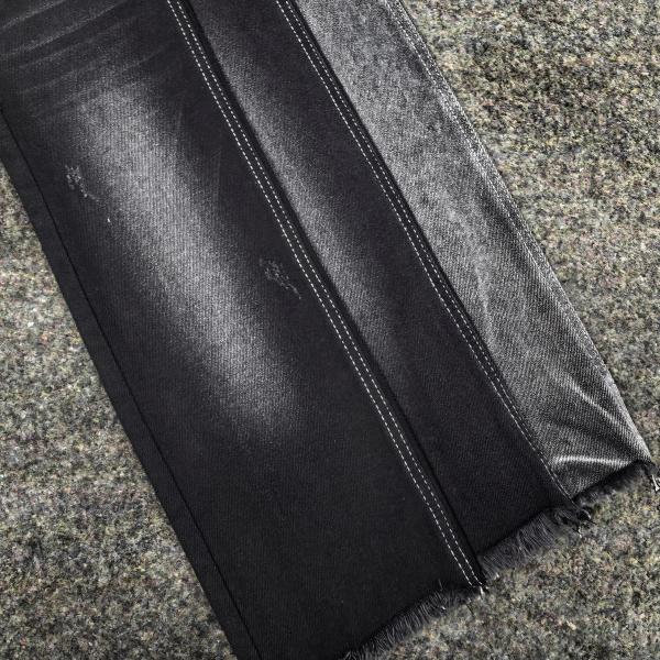 Woven Cotton Polyester Spandex Black / Black Denim Fabric JSD3078A 10 Oz