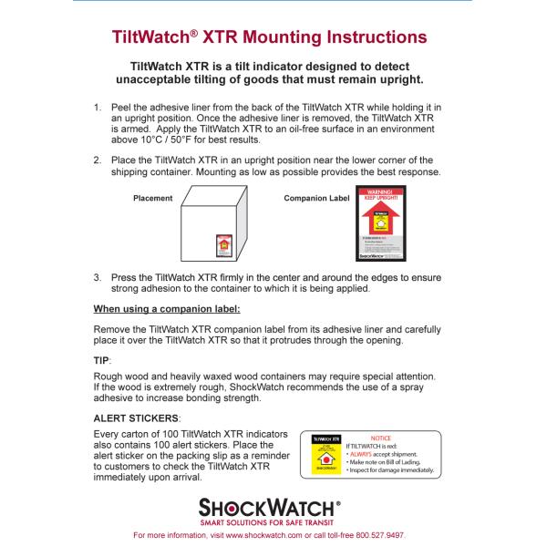 TiltWatch XTR,Upright label