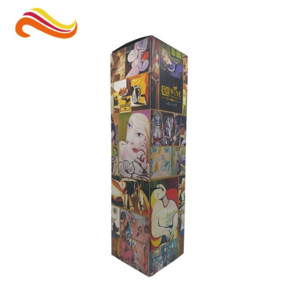 Silver Foil Logo Cardboard Wine Bottle Gift Box Packaging CMYK Printing With Ribbon