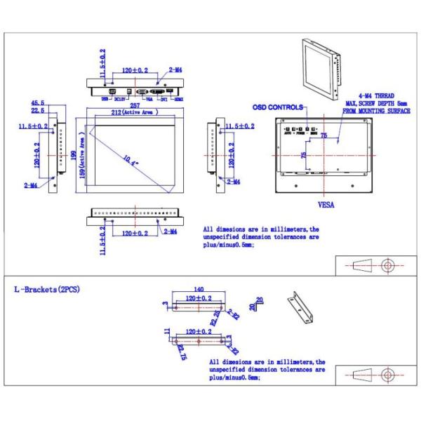 Dust Proof 10.4 Inch LCD Monitor Scratch Resistance Multifunctional