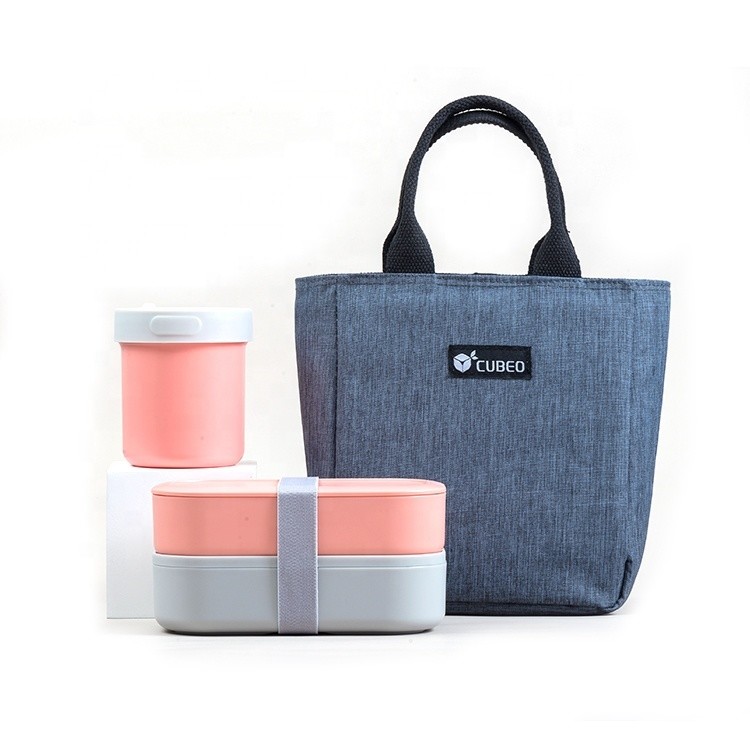 Blue Pink Black White or Customized Eco-Friendly Microwavable Lunch Box Set for Kids and Adults