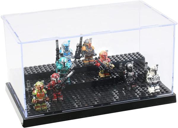 Lockable Clear Figure Display Case 3-Step Lego Mini Character Collectors Can Stack Clear Storage