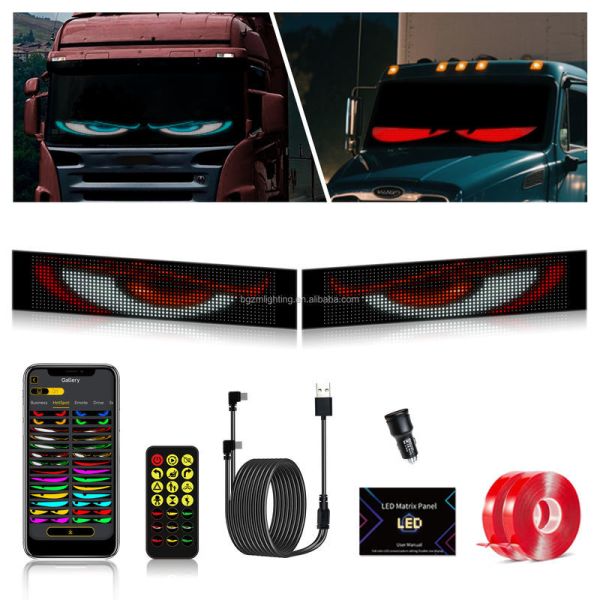 BGZM 16x32 Car LED Display Windshield Screen 12V Remote Control Devil'S Eye Animation Display