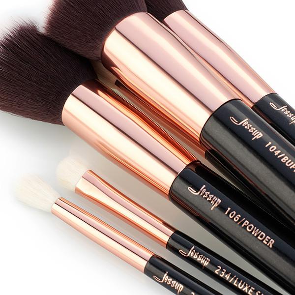 Jessup 25pcs Black/Rose gold Pro Makeup Brushes Set Oem Makeup Manufacturer Makeup Accessories Wholesale T155