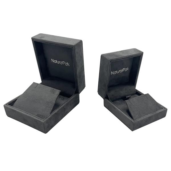 Luxury Grey Velvet Jewelry Packaging Box For Ring Wedding Earring Pendant Necklace