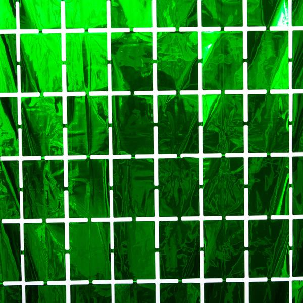 Silk Grid Metallic Fringe Backdrop 2m Curtain Foil Square Customizable