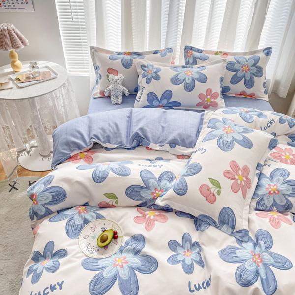 200TC de algodón lavado de lujo impresa poliéster cubierta de edredón de cama sábanas de cama conjunto para el rey