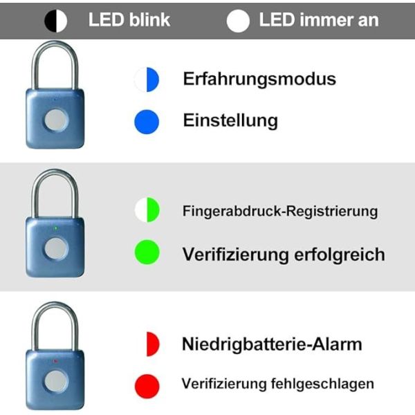 Hot Selling RARLUX Blue Mini IP67 Smart Fingerprint Padlock Zinc Alloy+ABS 304 Stainless Steel Button Cell Battery Travel