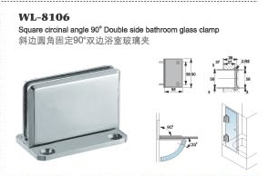 Solid Brass glass connector WL-8106 bevel circinate 90 degree double pack glass holding bracket Glass Clamp