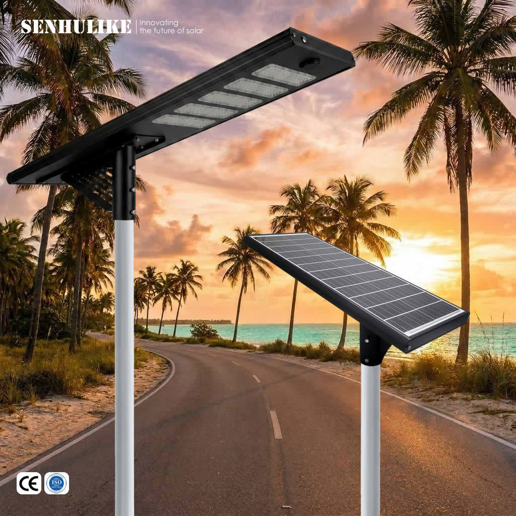 All-in-One Solar Street Light 250W with 5 Modules 90W Solar Panel Built-in Lithium Battery IP65 Aluminum Housing Microwave Motion Sensor