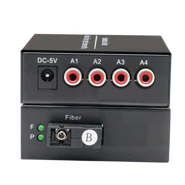4 Channel RCA Audio Fiber Optical Extender Unidirectional Analog Audio Extender