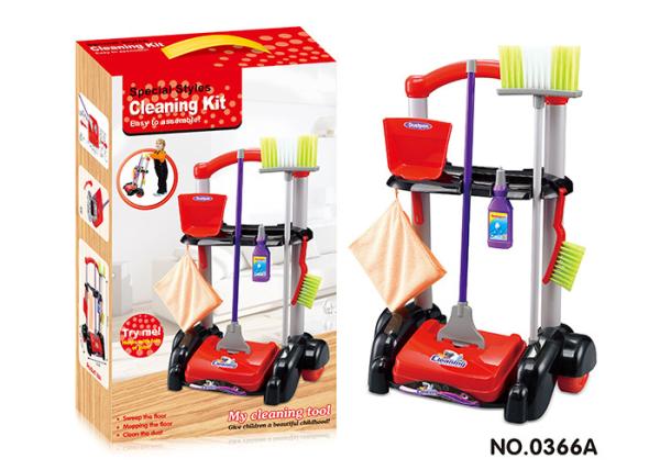 Cleaning Kit Trolley W / Working Vacuum Children's Play Toys Pretend Play Mop Broom
