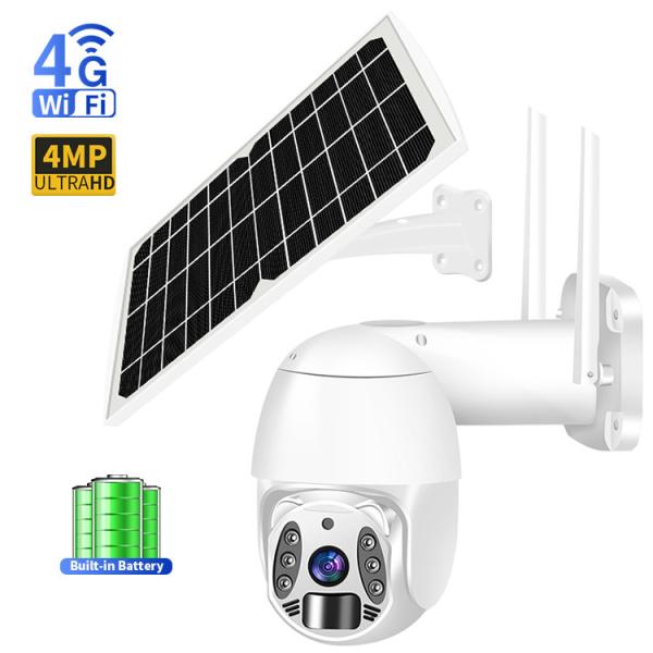 30M IR Distance IP66 Wifi PTZ Camera , 10W Solar Dome Camera White Black Color