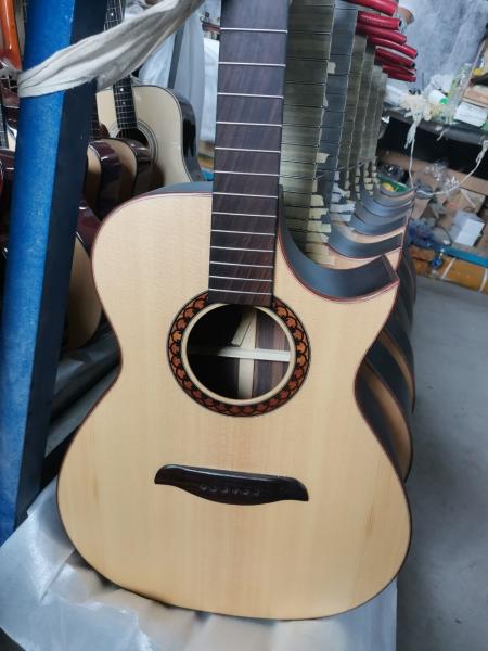 Factory Cutaway 41 Inch KOA Wood Acoustic Electric Guitar Ebony Fingerboard Abalone Inlays D Style KOA Guitar