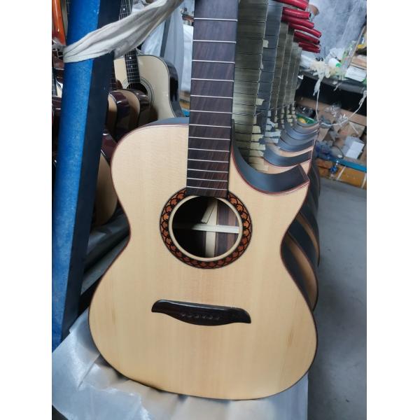 Custom Solid KOA Wood Top OM Body Shape Life Tree Inlay Acoustic Guitar Wood Pickguard