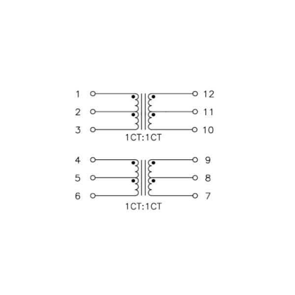 Трансформатор LAN Shareway высоковольтный с магнитной частью 7490140122B креста PIN SMD 12