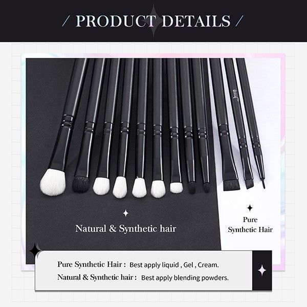 Mixed Hair Black 12pcs Jessup Makeup Brushes Set