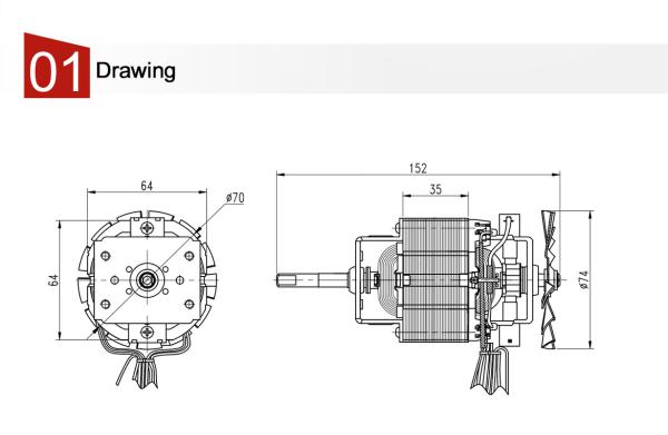 AC Universal Food Processor Motor With High Durabiliy ;High Speed High Torque 100-230V 182mN.m  353W 10262RPM