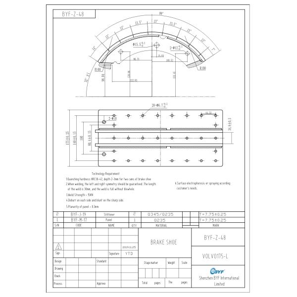 Q235 Q345 3095195 Type Brake Shoe New Model 175-L