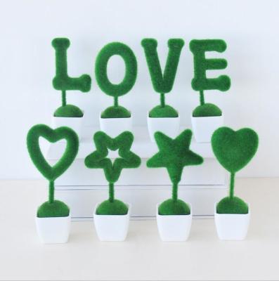 Love decoration Green artificial plant letter decor love/heart/star design table decor