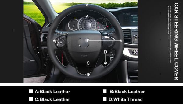Hand Sewing Genuine Leather Steering Wheel Cover for Honda Accord 9 Crosstour Pilot Ridgeline 2013 2014 2015 2016 2017 2018