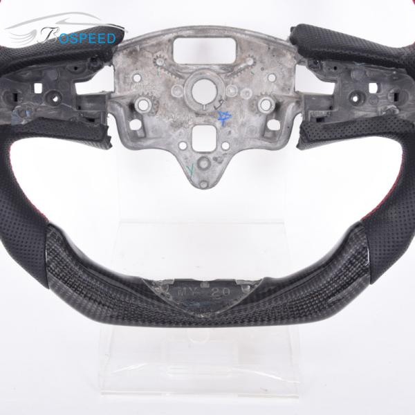 Custom Carbon Fiber Leather CT5 Cadillac Steering Wheel Sports Car Yellow Stripe
