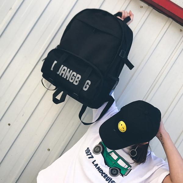 Summer south Korean version of the new canvas backpack female bag schoolbag college wind large capacity travel bag